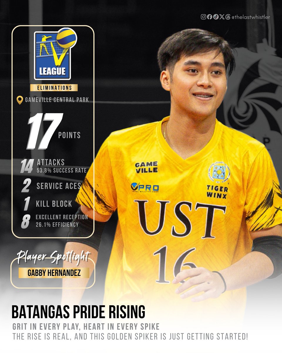 thelastwhistler's tweet photo. [#TLWspotlight] LEADING THE CHARGE WITH PURE GRIT 🔥
Keep shining, Batangas pride! 
#GoUSTe #VLeague2026 #WhereItAllStarted https://t.co/hgeJyFaM8T