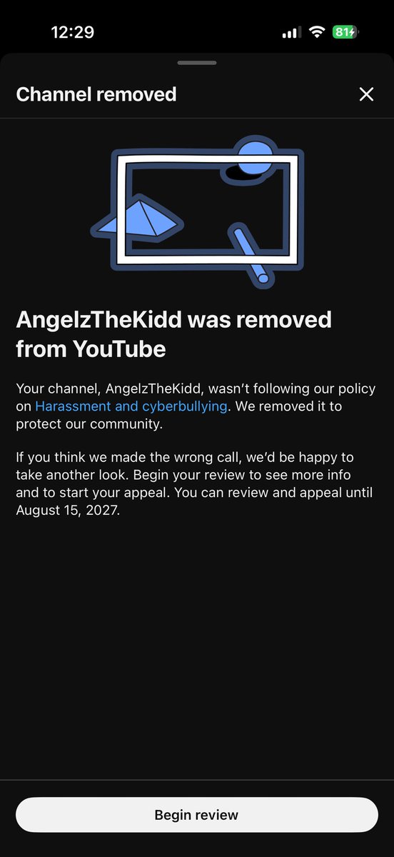AngelzToosaucy's tweet photo. @TeamYouTube i dm’d like you asked, please respond about my falsely accused ban from the ai moderation please https://t.co/zsWX8703H3