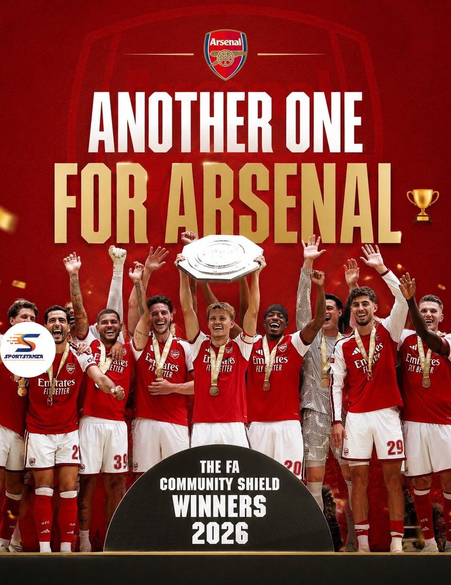 sportstanza's tweet photo. 🔴◻️ARSENAL ARE 2026 COMMUNITY SHIELD WINNERS 🏆🥇 https://t.co/Qp2AjKqsvX