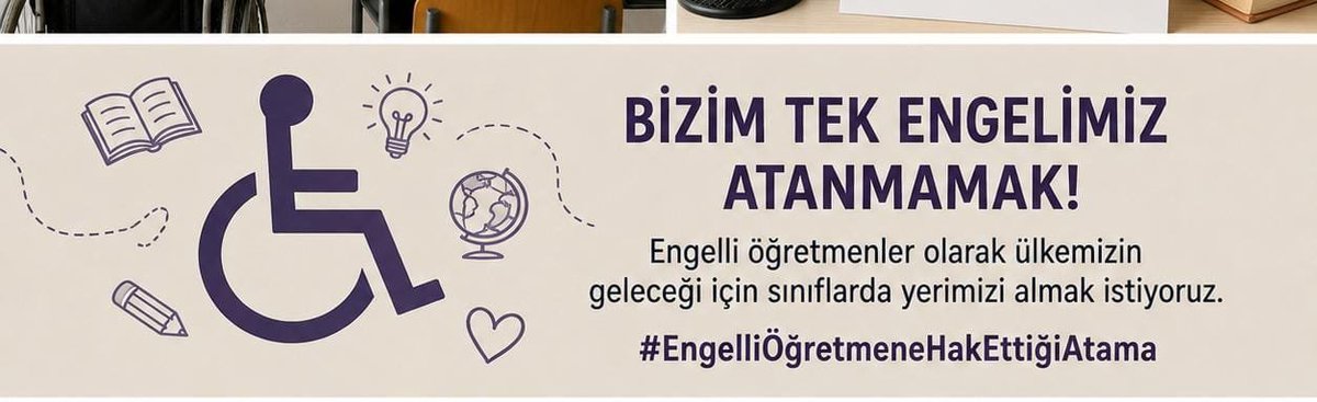 Ebru0109's tweet photo. Engelli öğretmenlerin atama hakkı daha fazla bekletilmesin. #EngelliÖğretmeneHakEttiğiAtama @RTErdogan @EmineErdogan @Yusuf__Tekin @oktay_saral @_cevdetyilmaz @hasandogan @iletisim @tcbestepe @Akparti @latifselvi42 @kasapoglu https://t.co/jQ7FeyhHtU