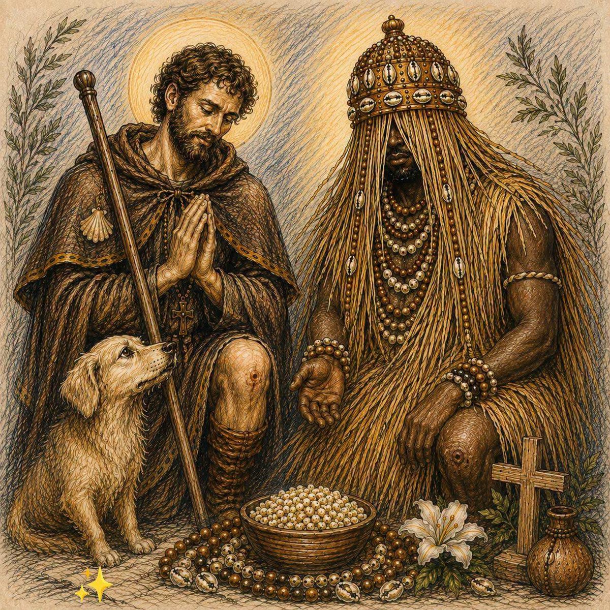 umbandaconselho's tweet photo. 16 de agosto, comemoramos o dia de Omolu (Obaluaiê), no sincretismo, São Roque.
Dia daquele que nos ensina sobre a força, a transformação e o respeito à vida. Omolu, senhor das doenças e das curas, é lembrado pela sua sabedoria e pelo poder de transformar a dor em aprendizado https://t.co/4ORJ2OyGjt