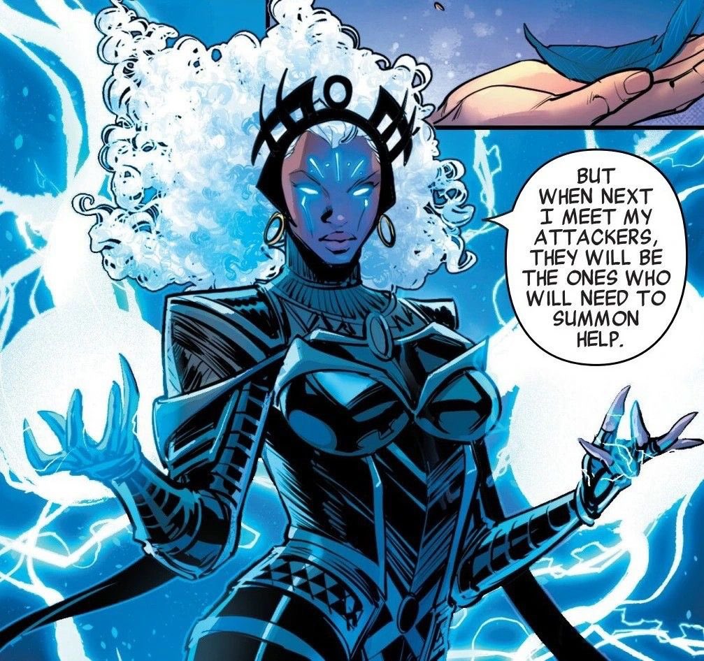 hexluck_'s tweet photo. Atualmente Ororo detém o título de “mutante mais poderoso da terra”, mas quero ver como será esse dinâmica quando os 4 gêmeos Maximoff voltarem a ser mutantes. Wanda e Billy são incontestavelmente mais poderosos que ela e Pietro certamente a venceria em combate. https://t.co/gmXI5vTGlB
