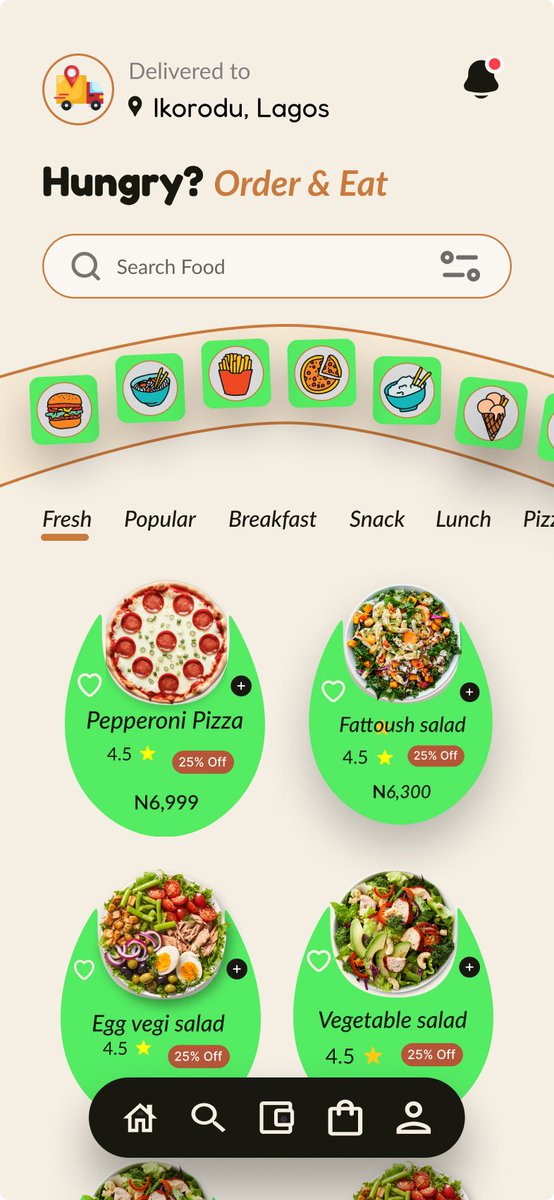 _Insta6ix's tweet photo. Tastyfood: A vibrant food delivery concept I designed in Figma.  
Cream. Green. Orange. Fast. 
Because ordering food should feel as good as eating it 😋  
#UIDesign #AppDesign #uidesign #webdesign #UXdesign https://t.co/QcxcRTs421