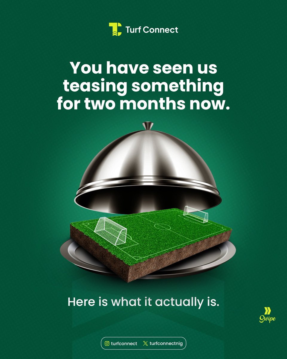 Turfconnectnig's tweet photo. It’s been months of teasing, soon we will launch. 

We are building Turf Connect, a platform that will make the game you so much love easier to book and enjoy

In coming weeks we will be showing you exactly how it works, piece by piece.
Stay tuned 

#TurfConnectNG #TurfBookings https://t.co/RSI2unpxYH