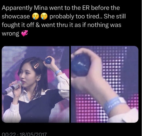 formina37's tweet photo. Mina performed right after going to the  ER,  performed with leg injuries for months, performed after wisdom tooth removal, and showed up during hiatus BECAUSE of her love for Once. Mina is far from lazy 😒 https://t.co/fqcCouJJmq