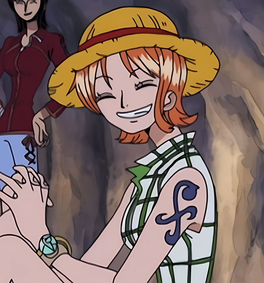 NoSleepBandit's tweet photo. i love how nami is like the one person luffy lets wear his straw hat :’) https://t.co/be2I0yIqUt