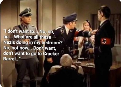 TedRampion's tweet photo. #AllStarTrek #PatternsofForce In original storyline Fuhrer's drug-induced delirium made him not reject Fascism, but instead grab the mike& shout "Death to Zaon! Long live our beloved Melakon! Kill all pigs!" Capt Kirk had to drag him away screaming. Made for a less happy ending https://t.co/iU788jTVwM
