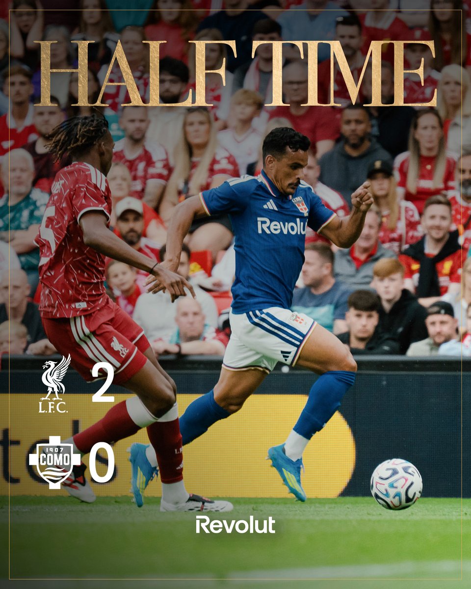 Como_1907's tweet photo. Half-time: Liverpool 2-0 Como ⏸️
#LiverpoolComo https://t.co/Q9Wa77fmoO