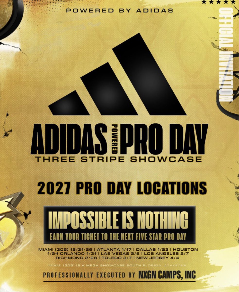 QB1Kj3's tweet photo. Thank you @NxgnCamps for the exclusive Adidas Pro Day invite. Look forward to being there to compete

@CoachGHunter @Chedda_Mac @QB_Doctor @EarlGill10 https://t.co/BsB1coJ8GU