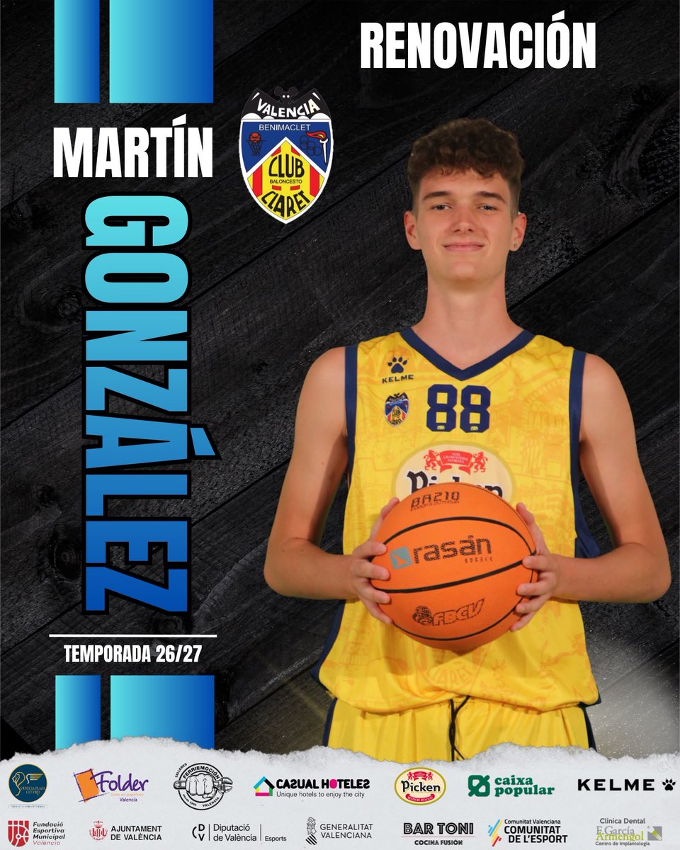 CBClaret's tweet photo. 🚨 OFICIAL | El canterano Martín González da el salto definitivo y será jugador del primer equipo esta temporada ✍️
Tras disputar 16 partidos la pasada campaña, el club apuesta por su fiabilidad en el tiro exterior y su gran inteligencia en la pista 🎯🧠 ¡A por todas! 🤜🤛 https://t.co/1oo3qN3IaE