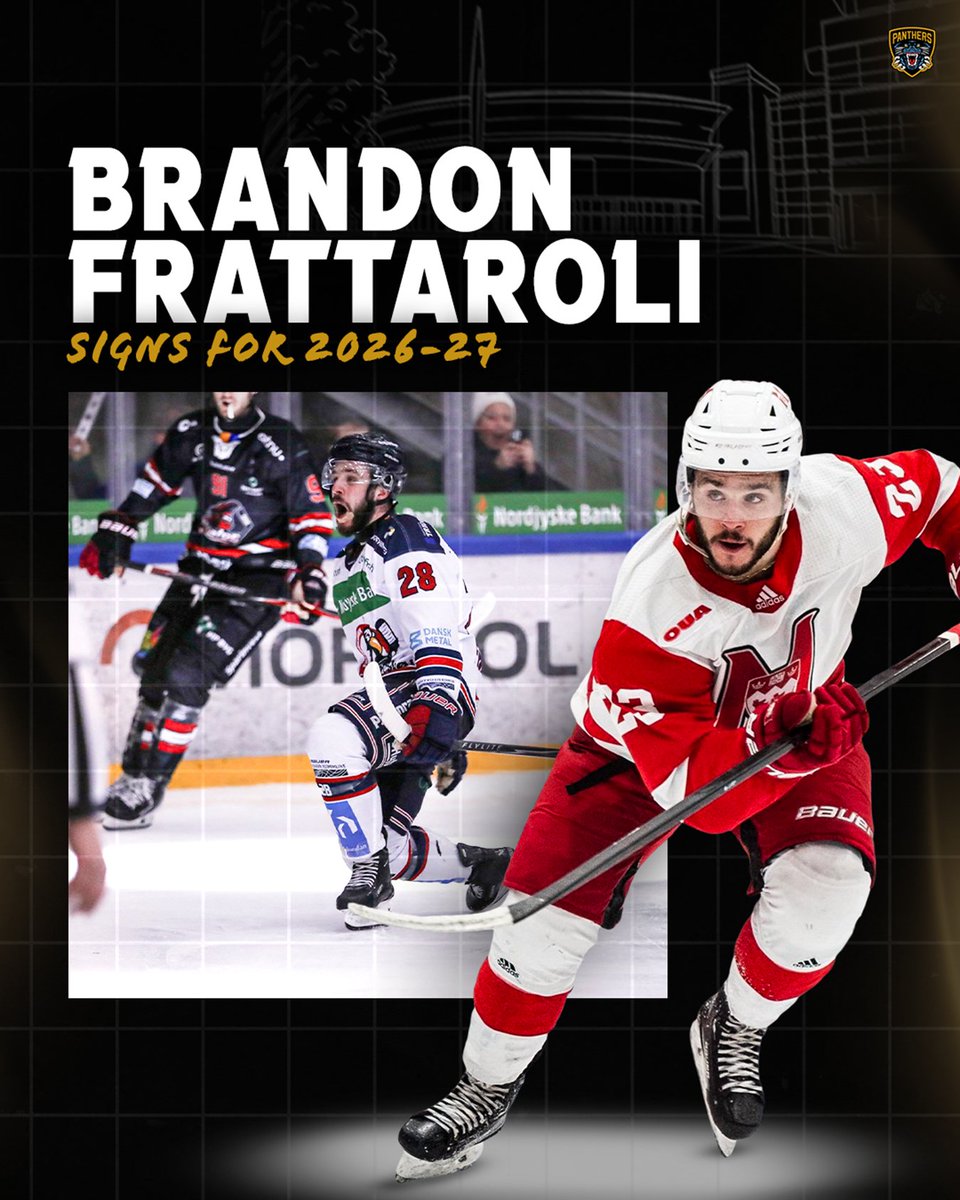 PanthersIHC's tweet photo. Forward Brandon Frattaroli has joined the Nottingham Panthers for the 2026/27 season as he arrives in Nottingham from Swedish side IF Troja-Ljungby. ✍️😼

Read more👉 https://t.co/eViD8uuz85 https://t.co/GL76lqUast