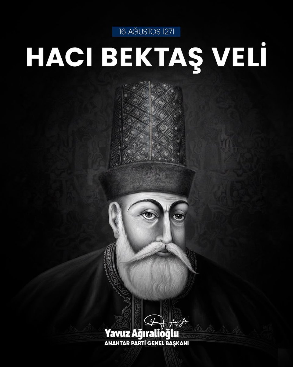 yavuzagiraliog's tweet photo. Gönülleri birleştiren anlayış…

Türk kültürünün ve Anadolu irfanının büyük temsilcisi, birlik, beraberlik, sevgi ve hoşgörü yolunun öncüsü Hünkâr Hacı Bektaş Veli’yi Hakk’a yürüyüşünün 755. yıl dönümünde rahmet, saygı ve minnetle yâd ediyorum.

Onun insanı merkeze alan, gönülleri birleştiren ve kardeşliği büyüten anlayışının bugün de milletimize örnek olmasını diliyorum.