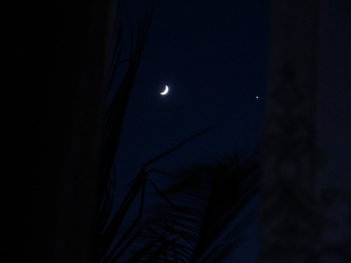 seaisasky's tweet photo. moon &amp; venus closest they’ve been all month https://t.co/Fd2Kd56Gkc