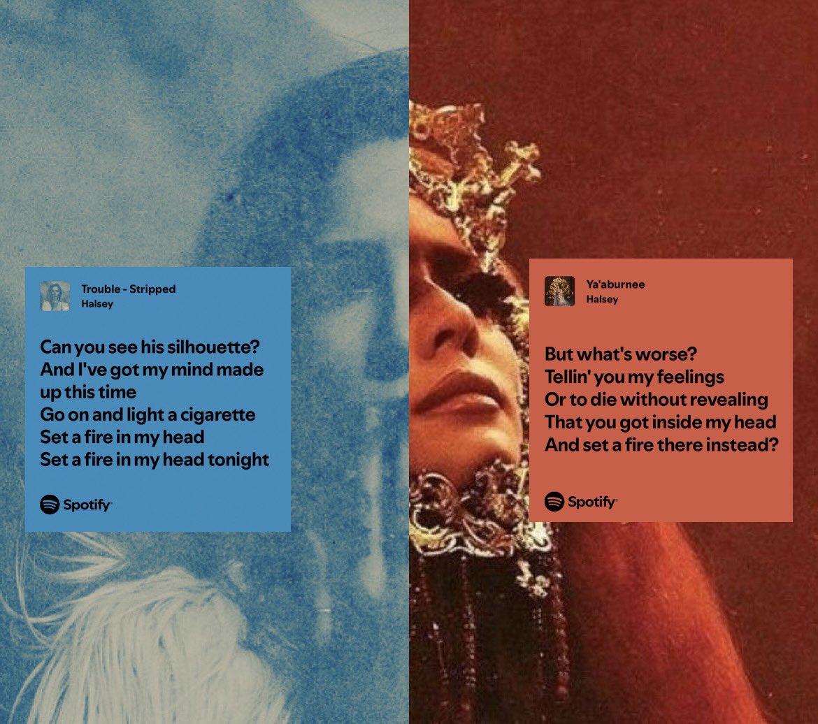 d4rwin1sm's tweet photo. Halsey’s lyrical callbacks across different eras, what’s your personal favorite? 💘 https://t.co/M9bd1feN0K