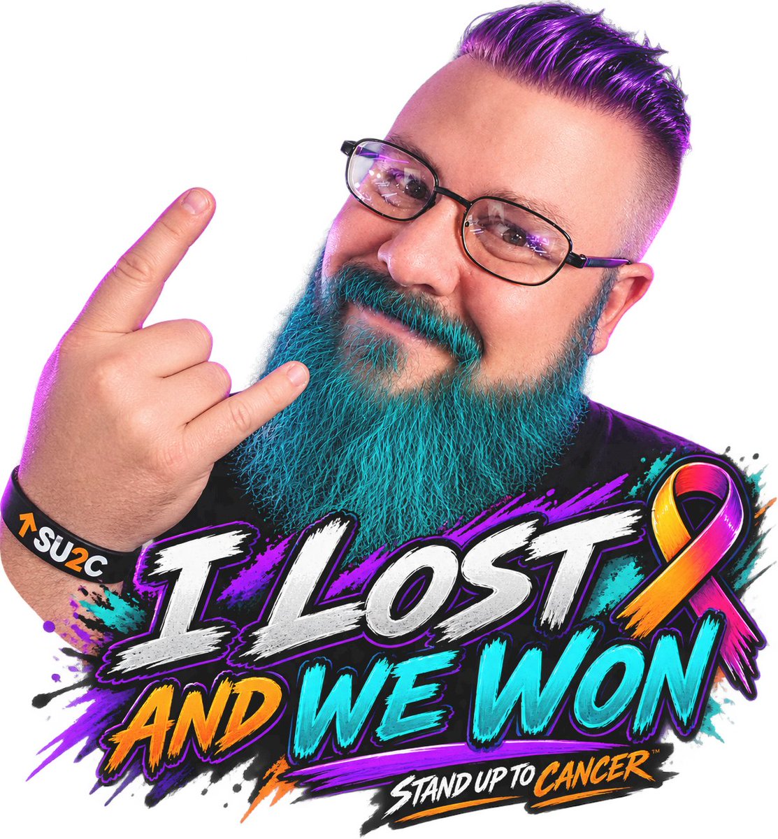 cptnkearn's tweet photo. So I made a bet with you all that if we hit 5K for #SU2C (AND YOU SMASHED IT! ) I'd color my hair and beard. Metallic Purple for the hair and teal for the beard. So I had AI render what I MIGHT look like.. 
What do you think? 
We shall see the REAL Result Wednesday Night.. https://t.co/00dWaAza8N