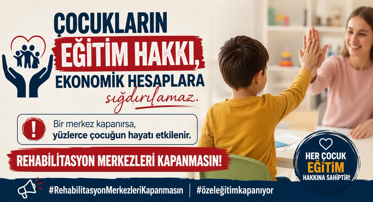 spor14com's tweet photo. Çocukların eğitim hakkı, ekonomik hesaplara sığdırılamaz. Bir merkez kapanırsa, yüzlerce çocuğun hayatı etkilenir. Rehabilitasyon merkezleri kapanmasın! #RehabilitasyonMerkezleriKapanmasın #özeleğitimkapanıyor https://t.co/wW26YgU8PT