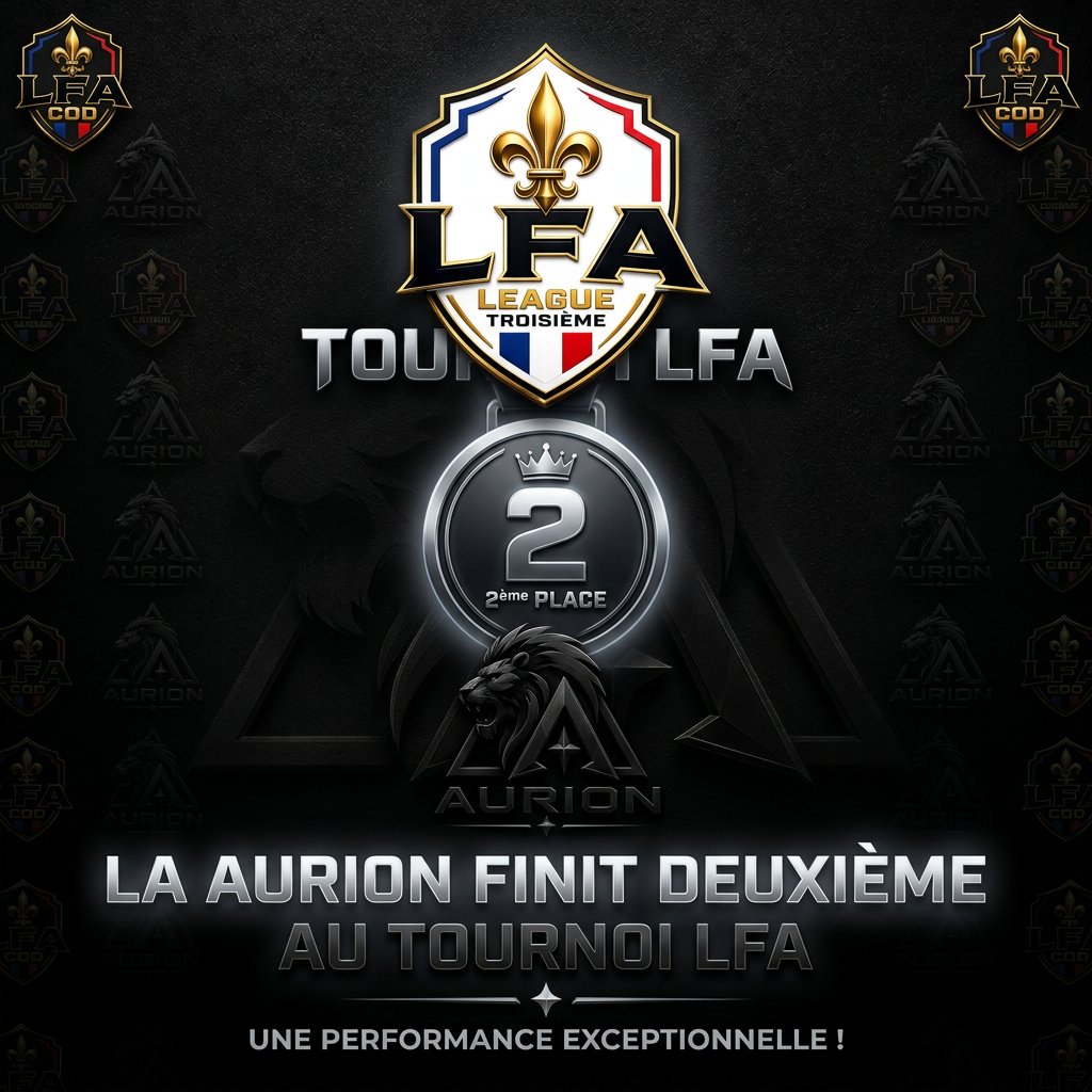 esportaurion's tweet photo. 🥈 AURION TERMINE 2ᵉ DU TOURNOI LFA !
Après un magnifique parcours, Aurion décroche la deuxième place du tournoi LFA ! 🏆
Une belle performance dont nous pouvons être fiers. Félicitations à tous les joueurs pour leur engagement, leur détermination https://t.co/LaYImikbYs