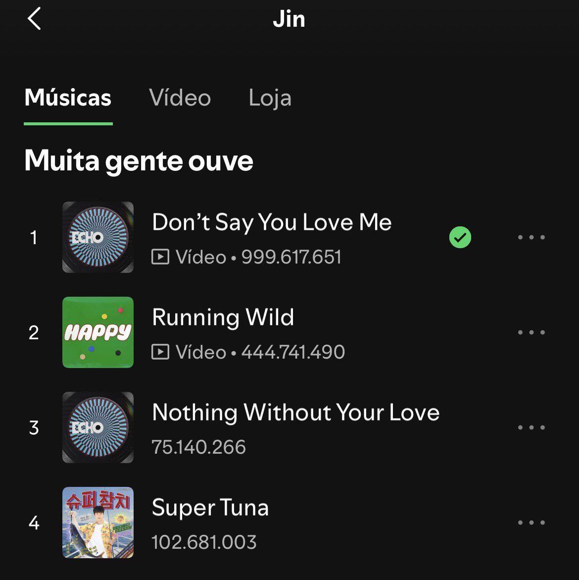kookflowers's tweet photo. E faltam menos de 400k de streams para Don’t Say You Love Me ultrapassar 1 BILHÃO de reproduções no Spotify; vem aí a placa de 1B na conta do maioral Kim Seokjin!!!
STREAM DSYLM TO 1B https://t.co/k5IBdoWMlb