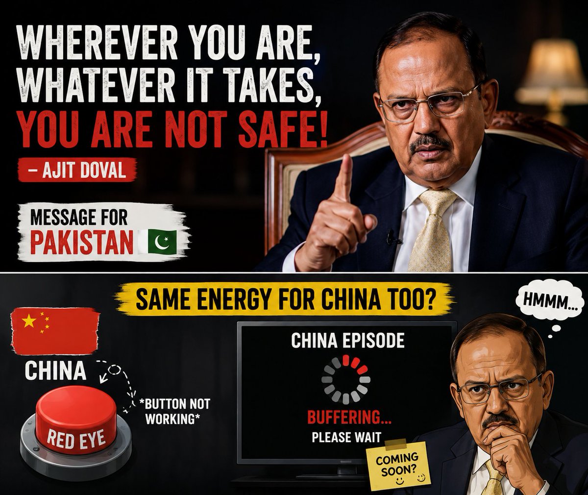 dayalprime's tweet photo. @JaipurDialogues Operation Sindoor? Fair enough.

Now drop the China episode.

Or does the "Red Eye" start buffering the moment someone says China? 👀🍿 https://t.co/BRSq1teOqu