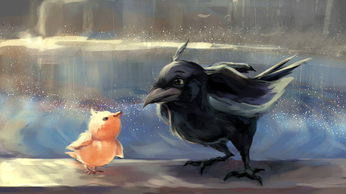 MariaKonter's tweet photo. May 20, 2025. Try to draw what you actually like and want: "A chick and Karkusha the crow on a fountain" https://t.co/4DmsAkWUyp
