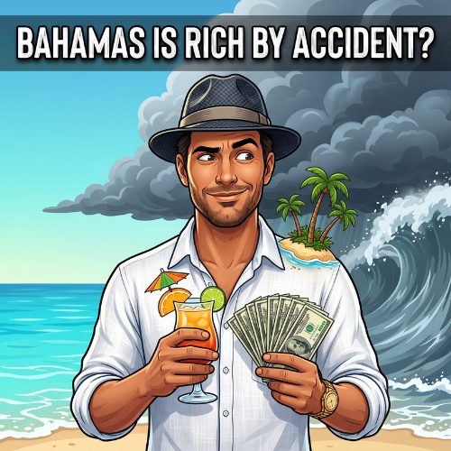 realcfh's tweet photo. How the Bahamas Actually Got Rich (And Why One Storm Could Undo It).

1/ The Bahamas is one of the richest countries in the Western Hemisphere. No income tax. No capital gains tax. Billionaires' yachts, 12.5M tourists a year.

It got rich almost entirely by accident.

And 80% of it sits less than 5 feet above the sea. 🧵