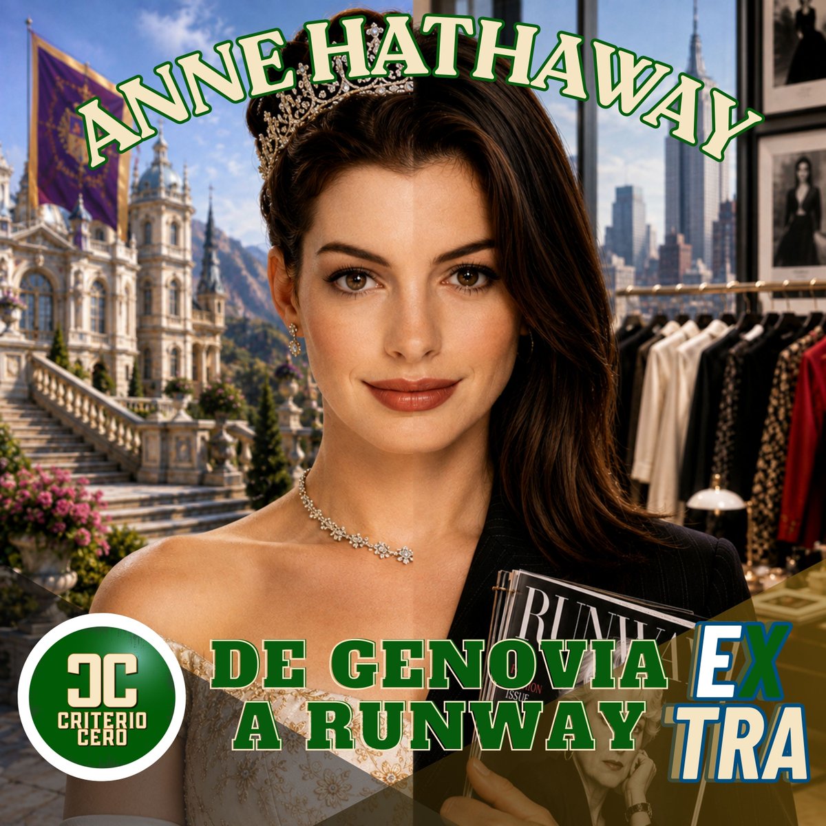 CriterioCero's tweet photo. 🎙️ ¡NUEVO PODCAST DE CRITERIO CERO!

Anne Hathaway es la protagonista absoluta de nuestro nuevo programa. 👑🎬

Viajamos desde Princesa por sorpresa hasta El diablo viste de Prada para analizar dos sagas fundamentales en su carrera y recorrer la evolución de una actriz que lleva ya 25 años delante de las cámaras.

De la joven Mia Thermopolis a Andy Sachs. De princesa a asistente de Miranda Priestly. Y de promesa de Hollywood a una actriz capaz de asumir todo tipo de papeles.

🎧 ¡YA PUEDES ESCUCHAR EL PROGRAMA!

👉 ENTRA AQUÍ Y DALE AL PLAY:
🔗 https://t.co/1cDc9eCfAn
¿Con cuál de las dos sagas os quedáis? 👑 o 👠

#CriterioCero #AnneHathaway #PrincesaPorSorpresa #ElDiabloVisteDePrada #Podcast #Cine #Cinefilos #Hollywood #FormaTuPropioCriterio
