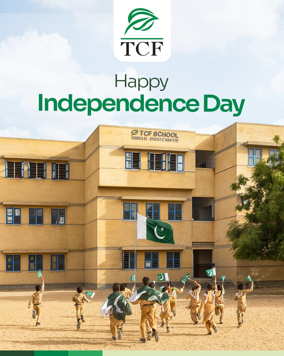 AdvFaisalIqbal's tweet photo. This Independence Day, TCF celebrates the freedom that gave us a nation, and the power of education to shape its future.
Happy Independence Day!
#TaleemSeBadlayZindagi #ChangeBeginsWithEducation #TCF @TCFPak https://t.co/iBnzfOiUCN