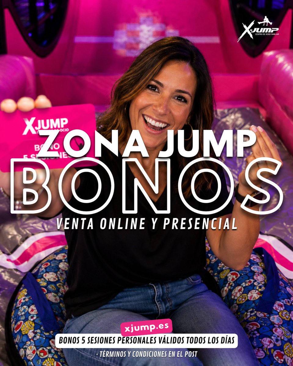 XJumpOcio's tweet photo. ¡Ahorra con el Bono Jump! 5 sesiones para disfrutar de las camas elásticas de Xjump. Personal e intransferible, válido todos los días y con mejor precio comprándolo online. Disponible en Alicante, Cartagena, Gijón, Avilés y Ponferrada. https://t.co/RgoZuX6Gcr