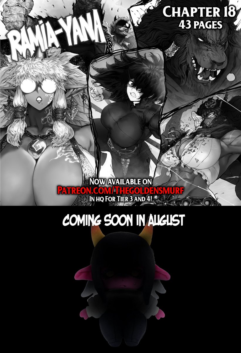 TheGoldenSmurf's tweet photo. Ramia-Yana Chapter 18 is fully finished!

The public release will happen later this month, alongside the start of… 
The Malhory plush campaign! https://t.co/c5NaRF5qF9