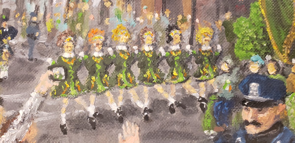 UrbanImpress's tweet photo. Art 🖼️ 🎨 Auction: This Thursday August 20, 2026 Starting at 5:00 PM EDT  - online and on site at Eldred's Auction House

🇮🇪🇺🇸 Impressionist piece “Panorama of Southie Saint Patrick’s Day Parade – Boston, MA” open for bidding! 

If you're from Boston, Massachusetts, Ireland, Irish-American or just love America this piece is for you