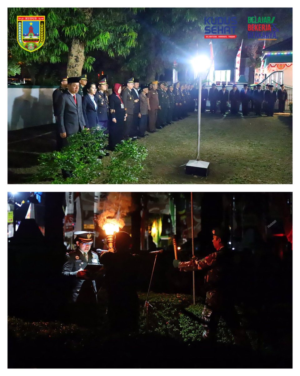 kuduspemkab's tweet photo. Senin (17/8/2026), Bupati Kudus Sam'ani Intakoris dan Wakil Bupati Bellinda Birton mengikuti Apel Kehormatan dan Renungan Suci (AKRS) di Taman Makam Pahlawan Setya Pertiwi, sebagai penghormatan bagi para pahlawan yang berjuang merebut dan mempertahankan kemerdekaan. https://t.co/sQ7Vxy3W09