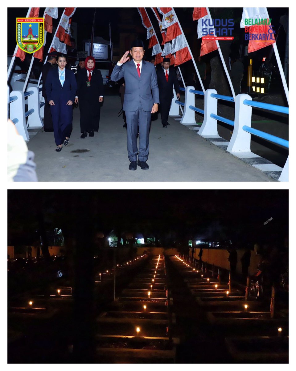 kuduspemkab's tweet photo. Senin (17/8/2026), Bupati Kudus Sam'ani Intakoris dan Wakil Bupati Bellinda Birton mengikuti Apel Kehormatan dan Renungan Suci (AKRS) di Taman Makam Pahlawan Setya Pertiwi, sebagai penghormatan bagi para pahlawan yang berjuang merebut dan mempertahankan kemerdekaan. https://t.co/sQ7Vxy3W09
