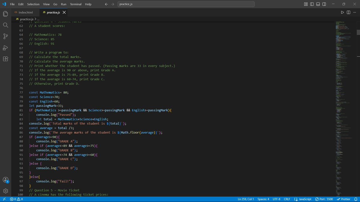 Ep_bhavitPandey's tweet photo. The hardest part wasn't writing if.
It was figuring out what condition the problem actually needed.
That's where I'm starting to understand the difference between knowing syntax and actually thinking like a programmer.
Next → Loops 🔄
#JavaScript #100DaysOfCode https://t.co/9aLCcDQ0eS