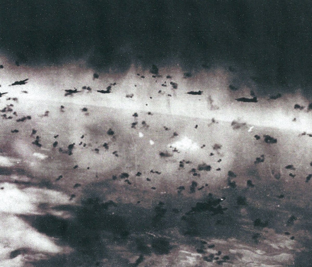 PaulBingley's tweet photo. 17 AUGUST 1943 | 14:30
In just 22 minutes, the 381st Bomb Group has suffered the loss of seven B-17s - half its cumulative combat losses to date. Of the total 230 B-17s sent to Schweinfurt, only 198 reach the Initial Point at Gemünden. https://t.co/YTJ8v43yvA