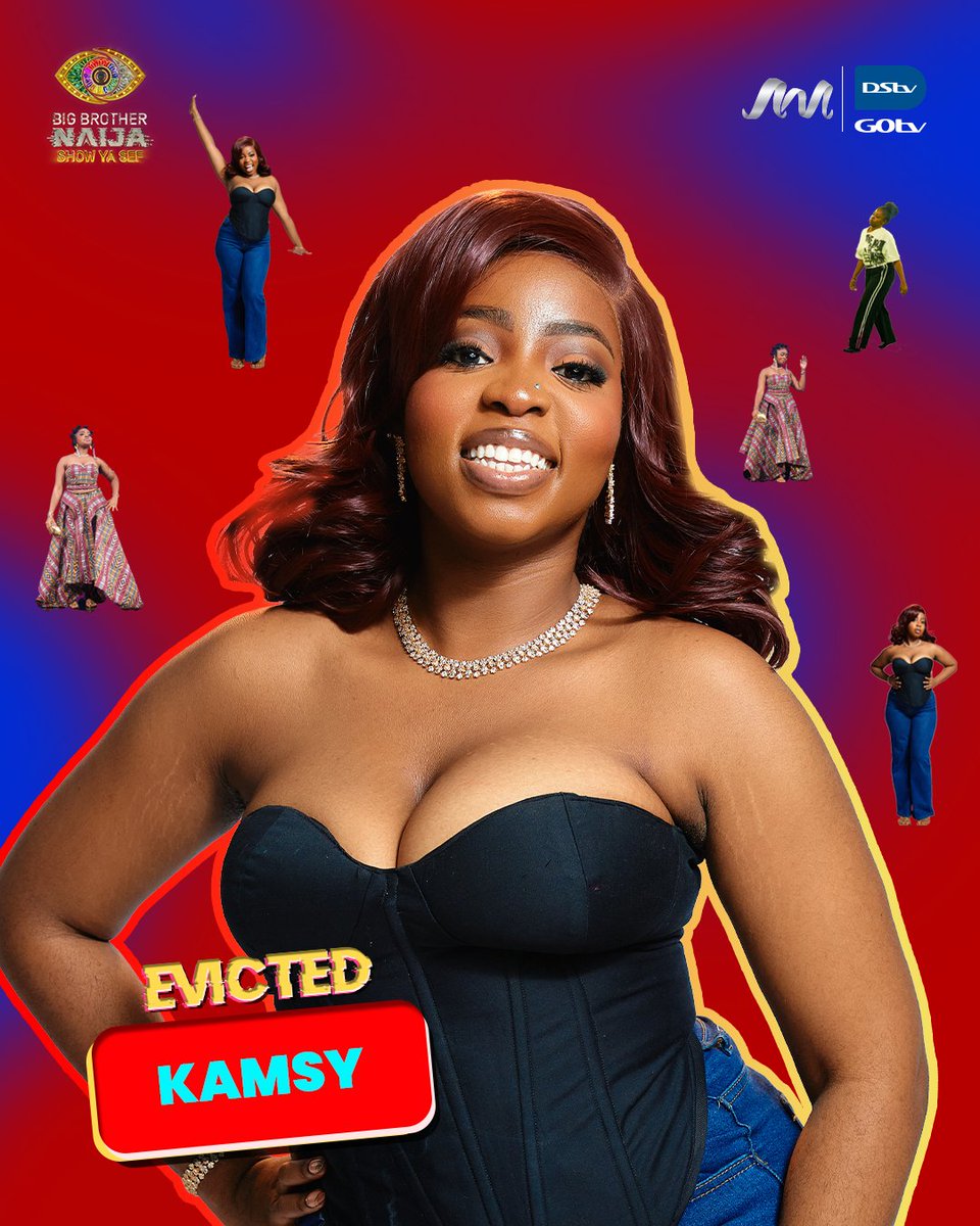 BBNaija's tweet photo. It’s official! Kamsy is out and she becomes the third housemate to say goodbye to the Show Ya Sef house.

With Kamsy out of the game, what questions do you want us to ask her?

#BBNaija is sponsored by @MinimieNigeria https://t.co/2UdHGHvzkf