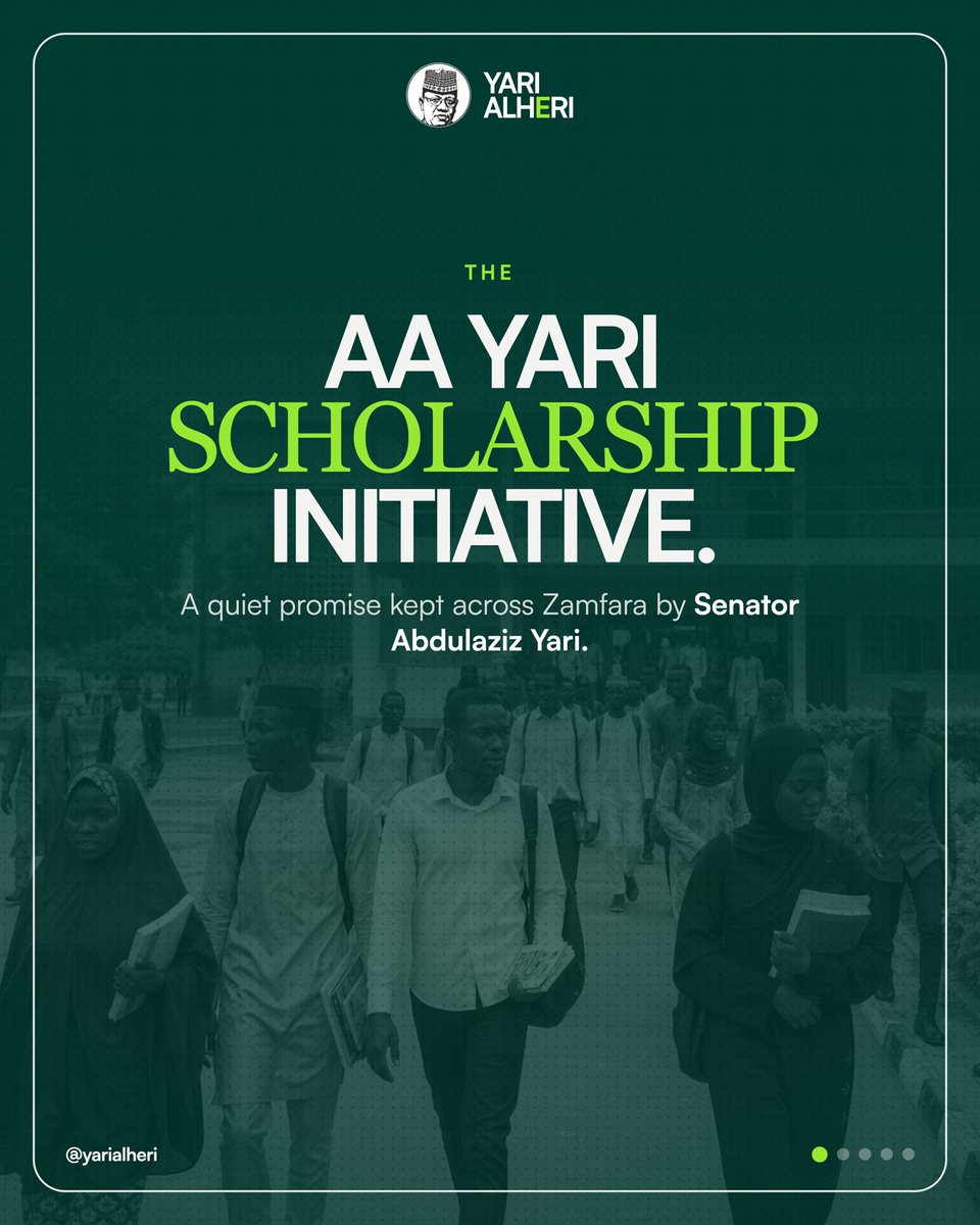 Yarialheri's tweet photo. Across all 14 local governments of Zamfara, over 2,000 students, those who lost parents, whose families were displaced, or simply couldn't afford fees, are still in school today. Full fees paid, plus ₦15,000 every month to keep them there. And most have never met the man behind it, Senator Abdulaziz Yari.

Alheri. The good you do quietly.

#yarialheri #yarialherine