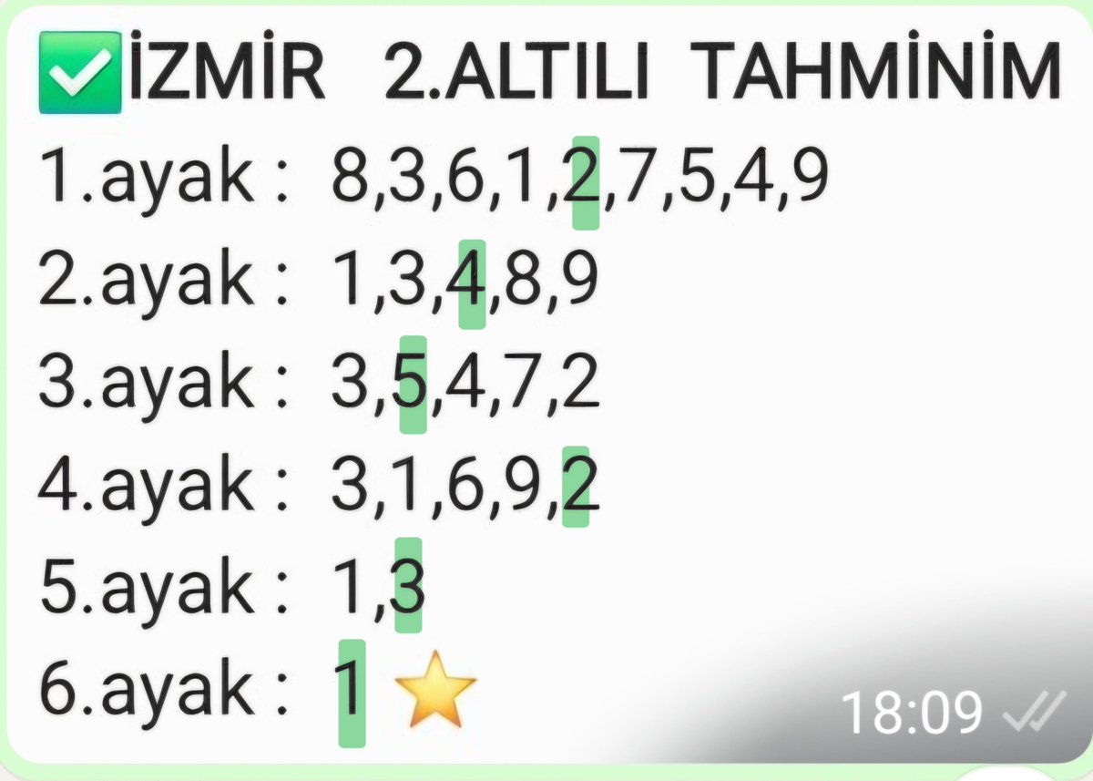 VatanseverFelek's tweet photo. ⭐️ 9.999.43 TL ⭐️
veren İZMİR 2.altılı  SON 4OO ALTILI TAHMİNLERİ üyelerine hayırlı olsun.
• Bu yılın 182 .doğru tahmin edilen altılısıdır. 🧿

📩 WhatsApp Grubu İletişim
Bilgisi için X dm özel mesaj yazabilirsiniz. https://t.co/xzCECheP3U