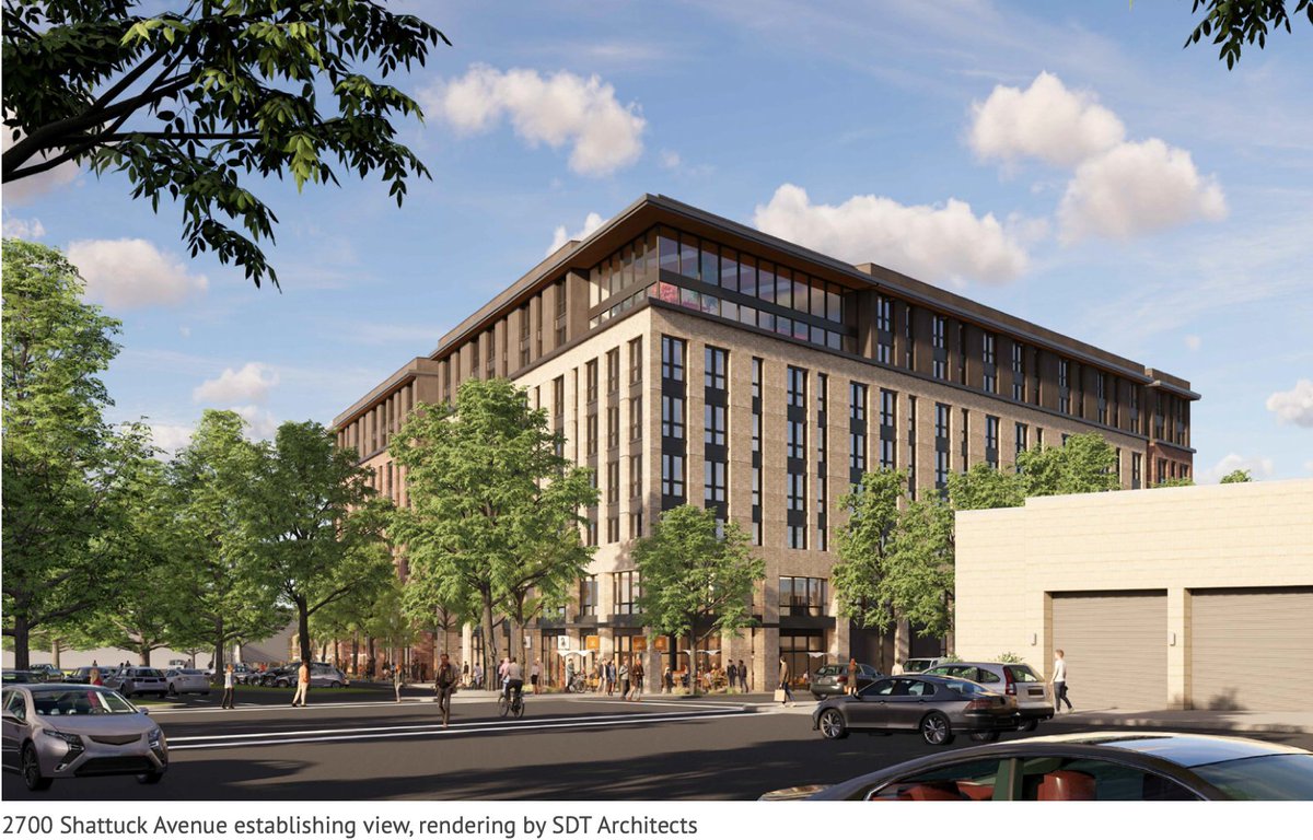KenjiCapital's tweet photo. This is the kind of infill development I love seeing, especially as someone growing up in Berkeley.

359 apartments proposed on Shattuck Avenue.

The site is currently two vacant former car dealerships and surface parking.

The new project would bring:

• 359 homes
• 38 affordable units
• 5,140 SF of ground-floor retail
• 158 bike spaces
• 141 car spaces

Taking an underutilized site in an already-developed neighborhood and add hundreds of homes, retail, and residents...sweet.

📍Berkeley