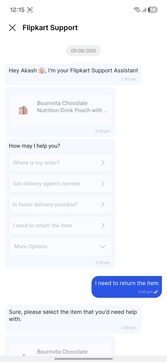 Heyitsakaash's tweet photo. I ordered bournvita from flipkart on 7th aug and i got a damaged product delivered on 9th aug i placed a return request same day. The courier partner is not picking up from last 7 days and now return got cancelled
Please refund #flipkart #FlipkartSupport #consumerforum https://t.co/gGhzZFxc9Q