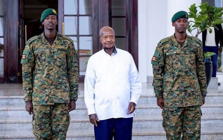 HBikwasi's tweet photo. A deeply emotional and proud moment as #RKainerugaba,YK’s first grandson,celebrates his enlistment into the Uganda People’s Defence Forces alongside his grandma First Lady A moment filled with pride, love, and the joy of seeing the next generation step forward to serve the nation https://t.co/9Wl9bxd4Sy