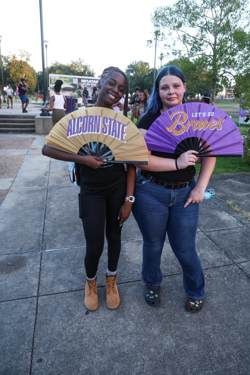 AlcornStateU's tweet photo. Alcorn’s Welcome Week is still welcoming!
The Yard has been giving all the vibes—dancing, games, laughs, and memories we’ll be talking about all semester! 😆🎶
This one? Definitely one to remember!
#AlwaysAlcorn https://t.co/Nk4ktEYDJ2