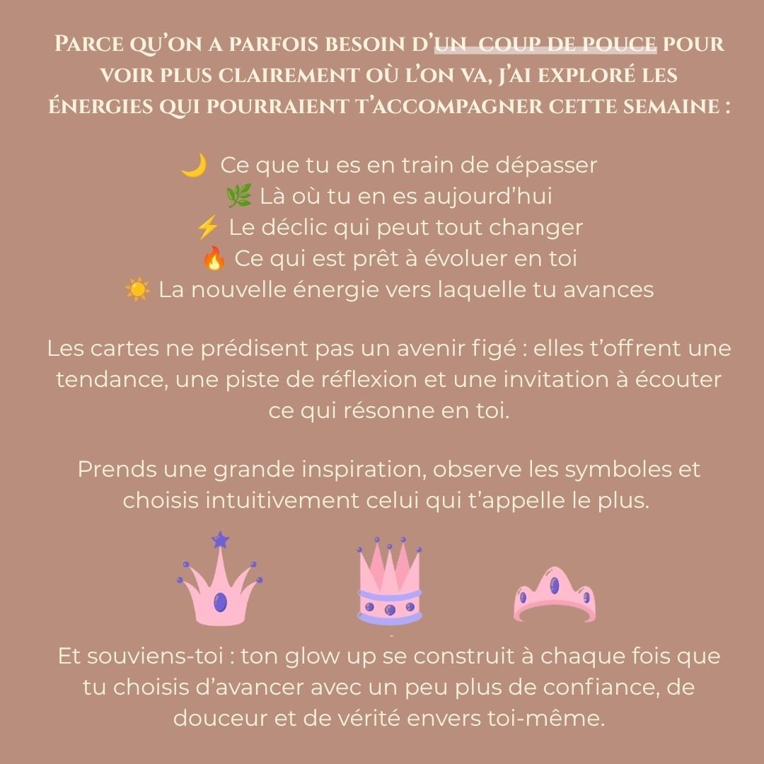 divin_emi's tweet photo. 👑 Le glow up de la semaine 👑

Cette semaine, les cartes s’interessent à ce que tu es prête à laisser derrière toi, où tu en es aujourd’hui et ce qui peut faire évoluer ton énergie.

Choisis la pile qui t’appelle le plus et découvre ton message.

🤍 https://t.co/YwhyrxTRAC