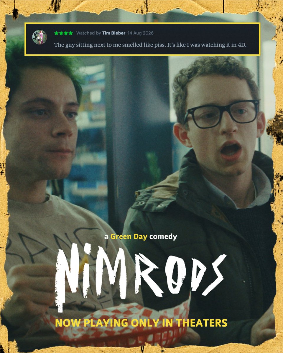 nimrodsmovie's tweet photo. This one goes out to all the teenage dirtbags out there (current and retired) - grab your friends and see #NimrodsMovie in theaters today! https://t.co/ruHFMRzJHz