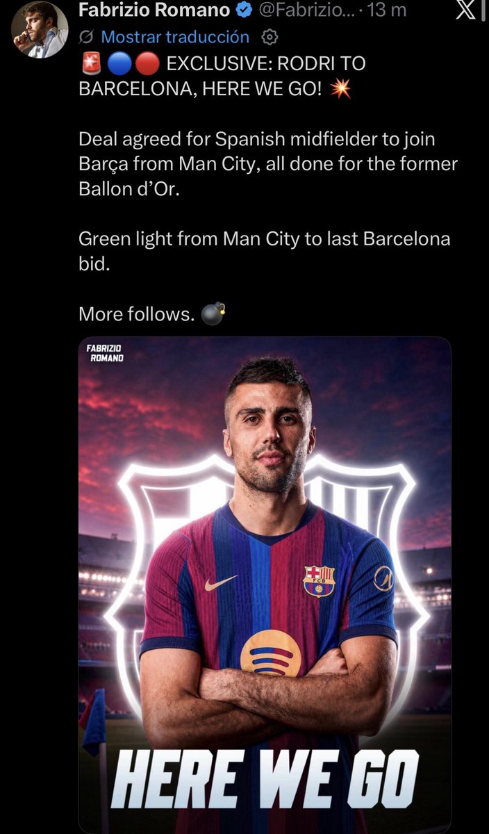 PepsViernes7's tweet photo. @ricardomedijo RICARDOOO
RODRI AL BARCAAAAAA https://t.co/ogrZnfWmdn