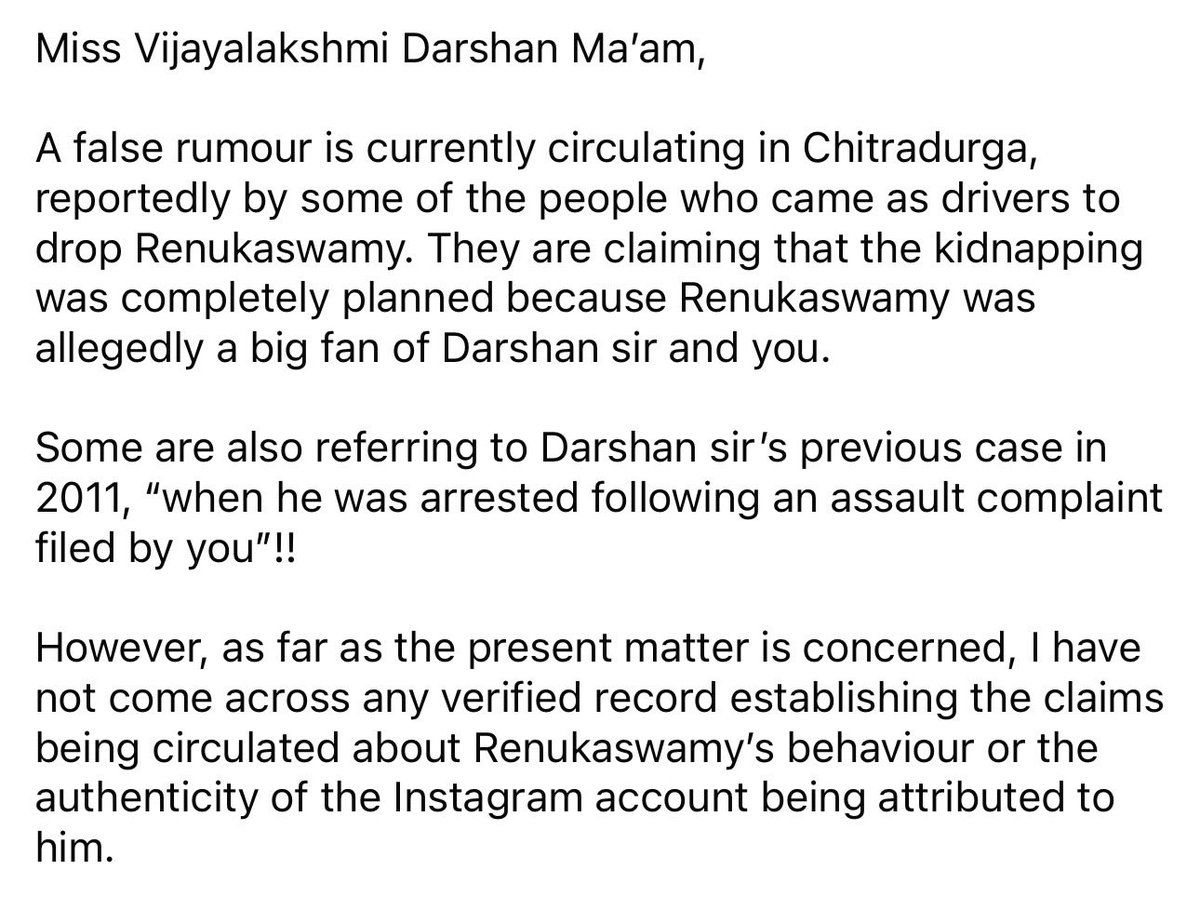 Arpithakaarnik's tweet photo. @vijayaananth2 If any further attempt is made to defame or tarnish the reputation of Chitradurga through this matter, I will consider it a deliberate act and seek accountability from those responsible.

Similarly, if anyone makes defamatory, malicious, or baseless statements against me or attempts to tarnish my reputation, I will not remain silent. I will take appropriate legal action and request the competent authorities to examine such conduct as part of any further investigation, wherever legally relevant.

I believe that truth, facts, and due process must prevail—not rumours, personal rivalries, or attempts to malign individuals or an entire city.