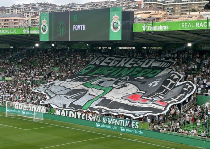 TheEuroFE's tweet photo. 🇪🇸 A Back to the Future themed TIFO at El Sardinero as Racing Santander end their 14 year wait for LaLiga!

The message of the banner “Back to Primera!”

📸 @luucas_gonzz https://t.co/Ar2kqDzh0P