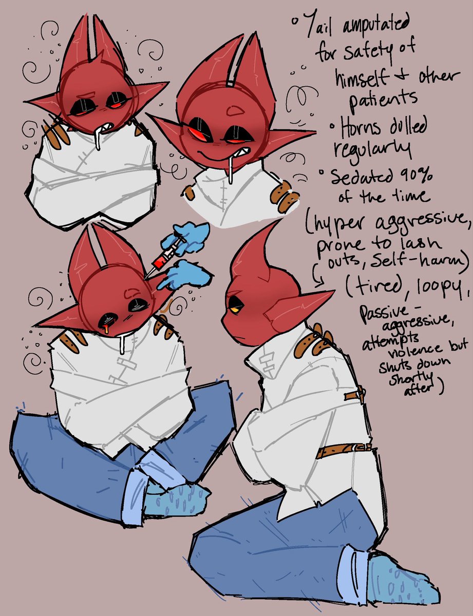 Gutz_vv's tweet photo. He a little sick. TW: Needle, mental health stuff #oc #ocart https://t.co/N8ucWlKSUR