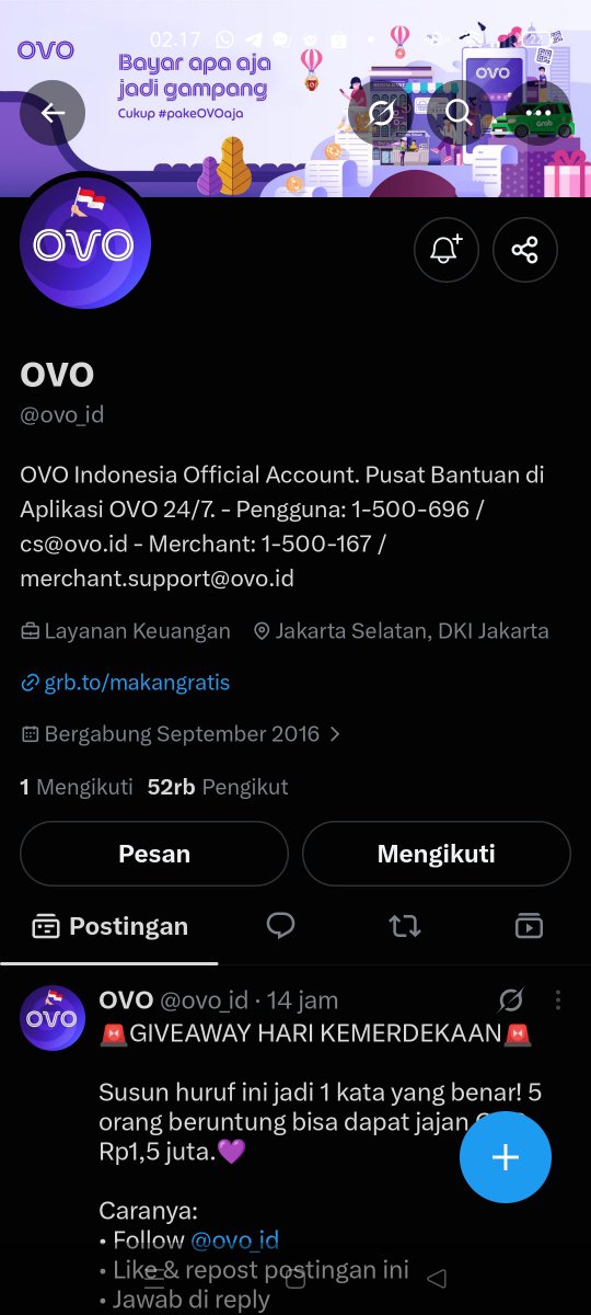 airazahra009's tweet photo. @ovo_id Jawaban Saya : CASHBACK 

AYO TEMAN KITA RAMAIKAN EVENT OVO SPECIAL HUT RI KE-81 INI

gas kawan ku
@mrofi415 @Eyusuf14 @YusufSpx https://t.co/O0Qf5WbnEx