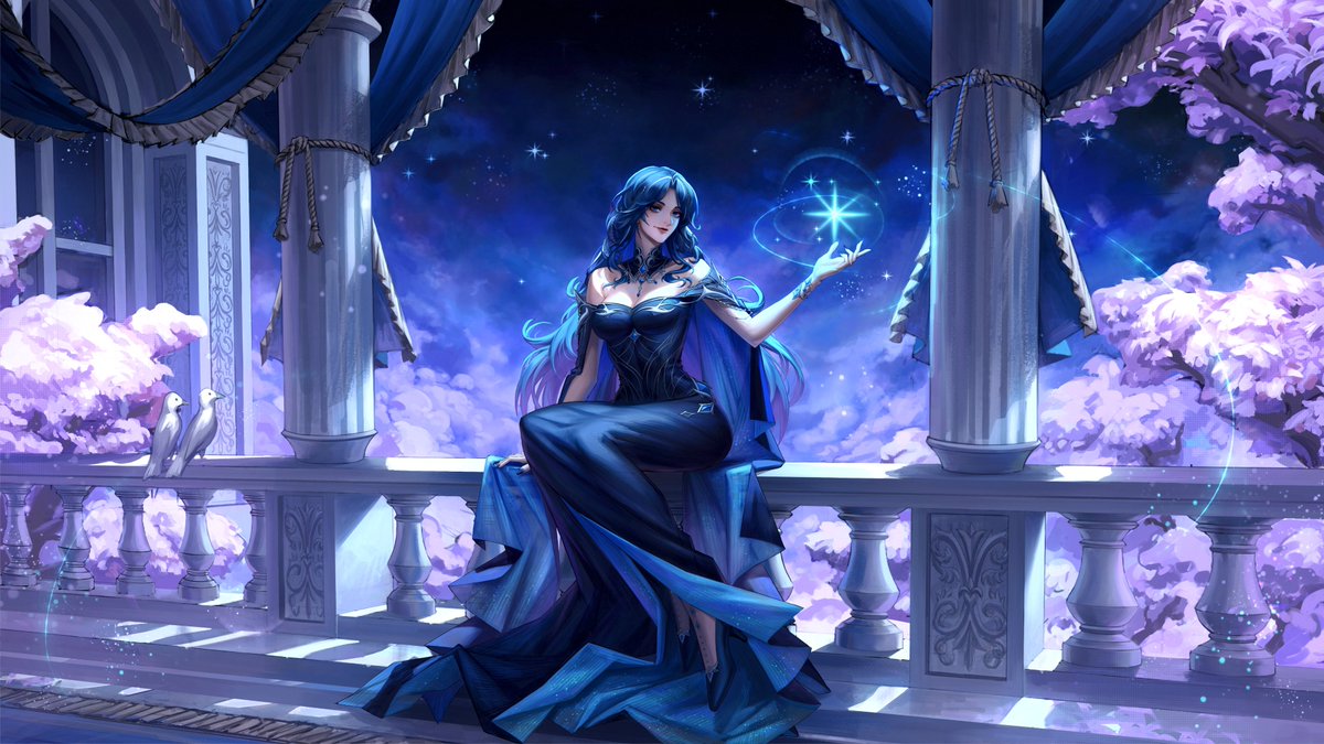BetrunkenH's tweet photo. A starry night sky o.o 

Would you sit and relax with her? 

#WiviArt https://t.co/8aaltNjH3e