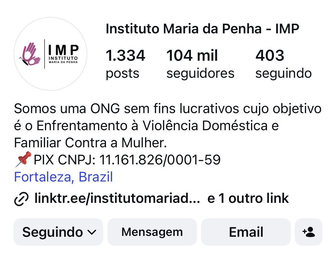 JhopeNews_'s tweet photo. 🔂 A ONG Instituto Maria da Penha trabalha em diversas frentes para reforçar o enfrentamento à violência contra a mulher. 
São atividades educativas, campanhas de conscientização e acompanhamento/aconselhamento jurídico.

🔑 pix: CNPJ 11.161.826/0001-59 https://t.co/NqsnA2MUKS